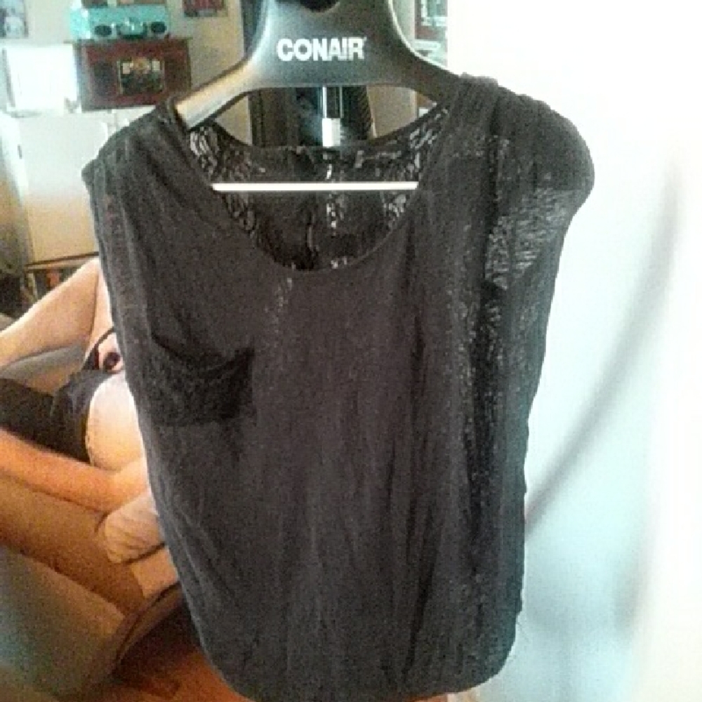 10/$10 Patterson J. Kincaid Black Lace Sleeveless Blouse M